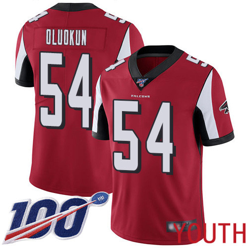 Atlanta Falcons Limited Red Youth Foye Oluokun Home Jersey NFL Football 54 100th Season Vapor Untouchable